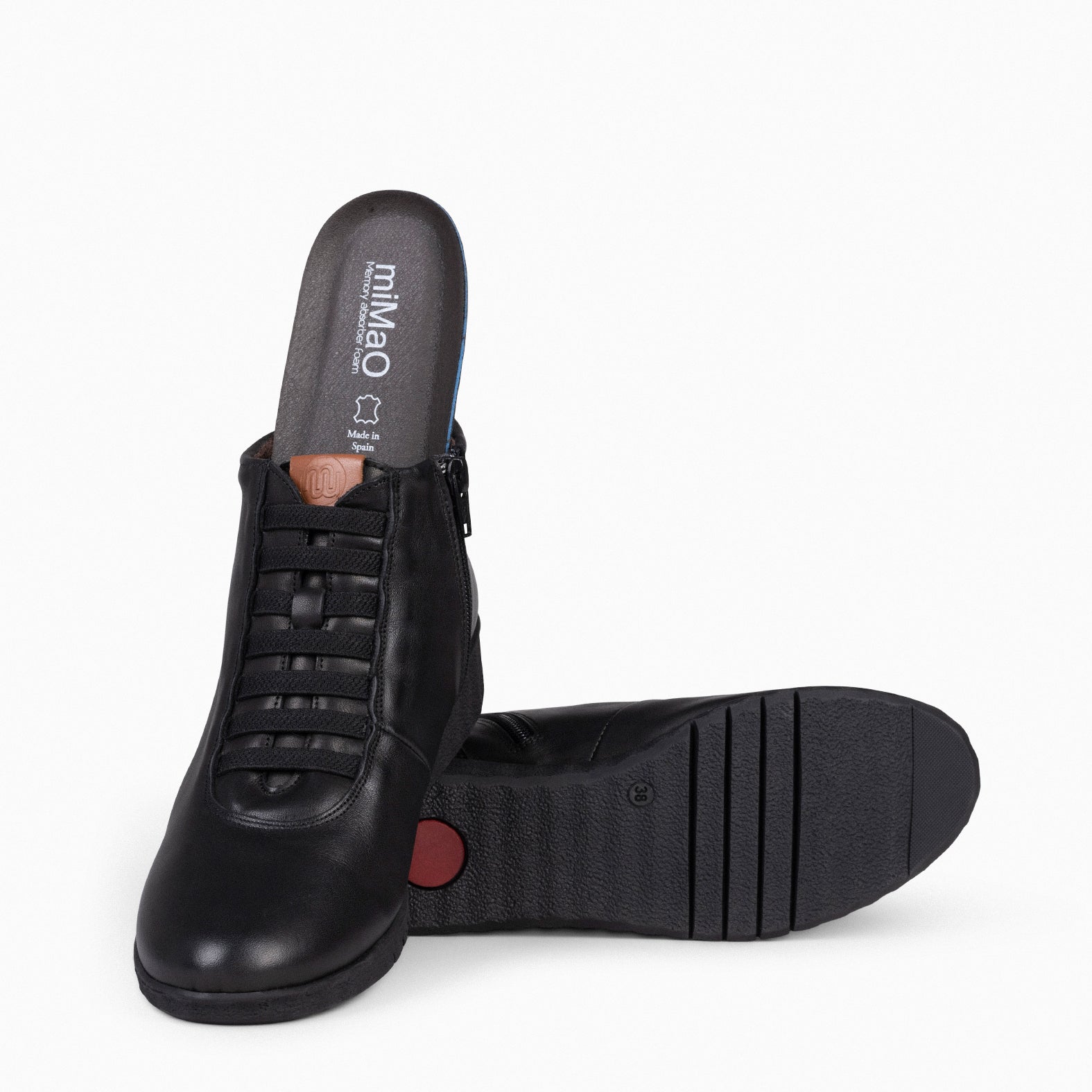 FLEXY - Zapatillas Abotinadas de napa NEGRO