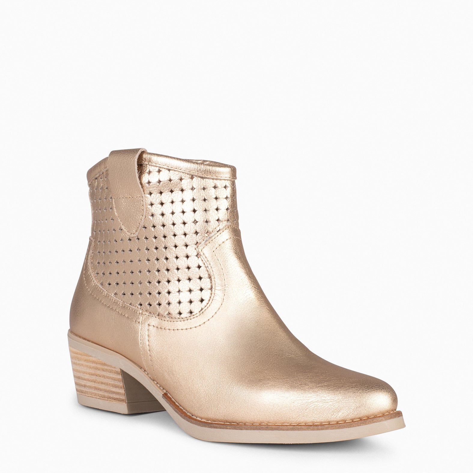 HOUSTON – Botines cowboy con tacón DORADO