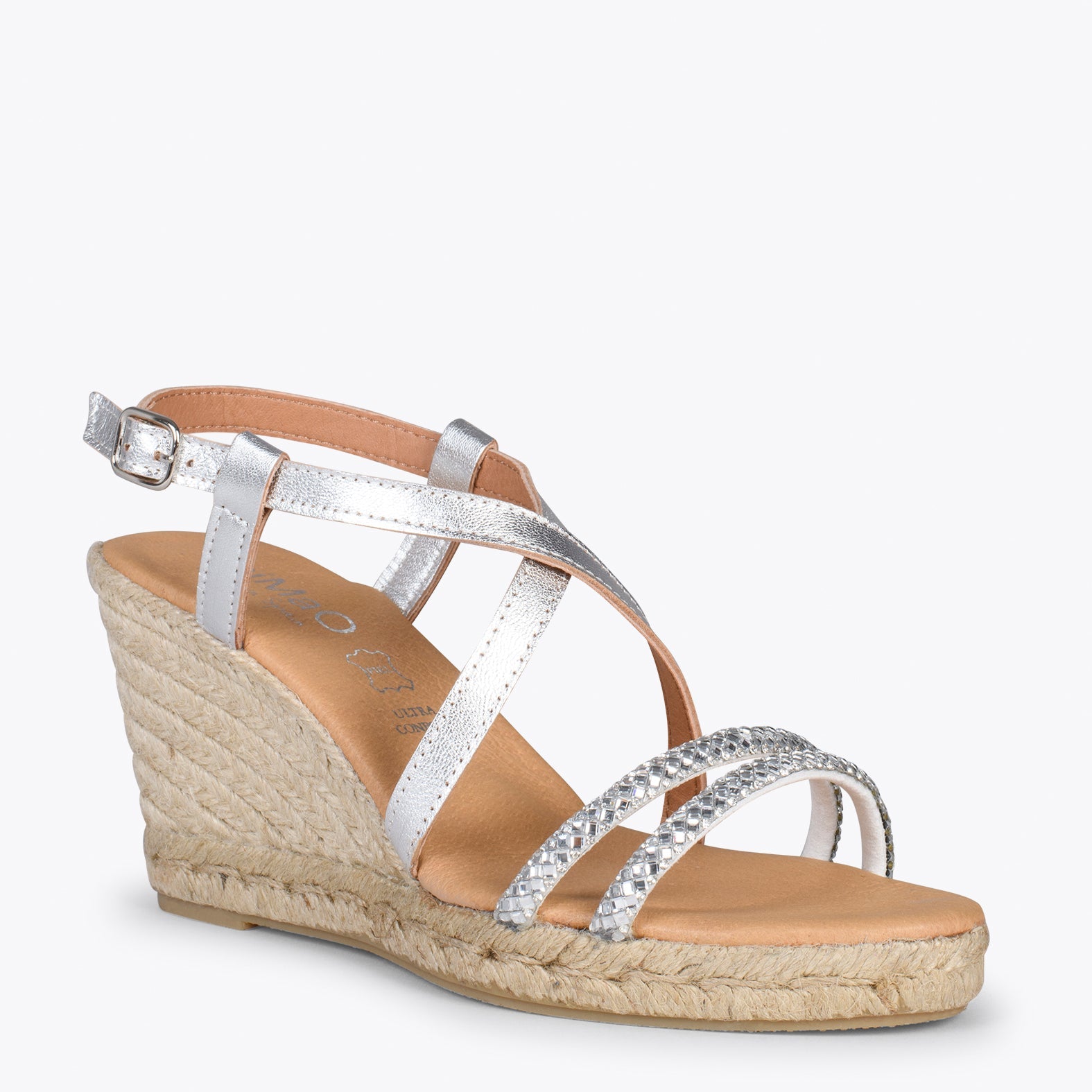 MORAIRA - Cuña de yute PLATEADA