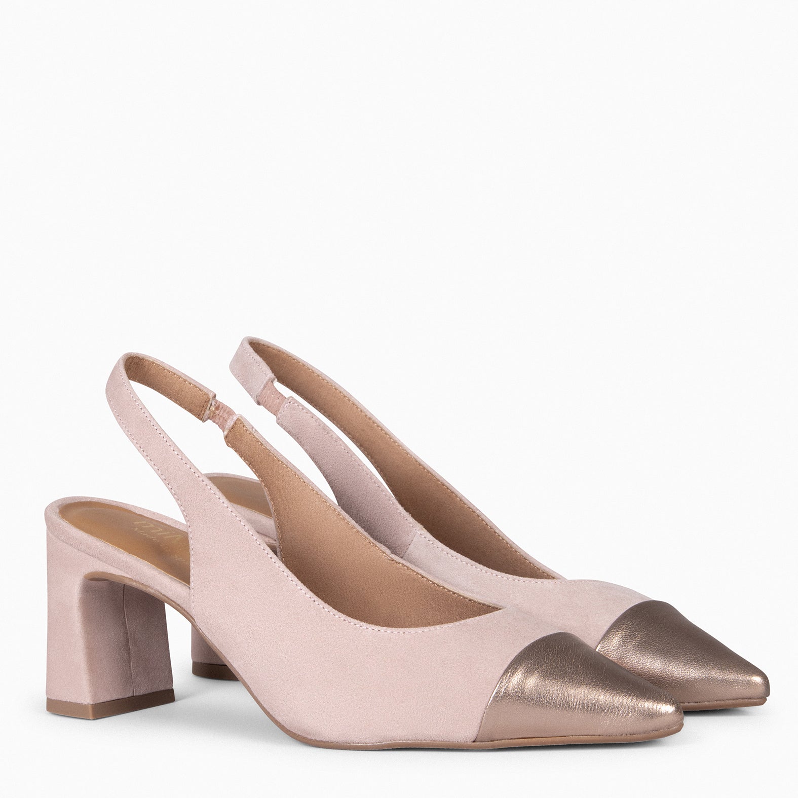 DIANA - Zapato NUDE con puntera PLATINO
