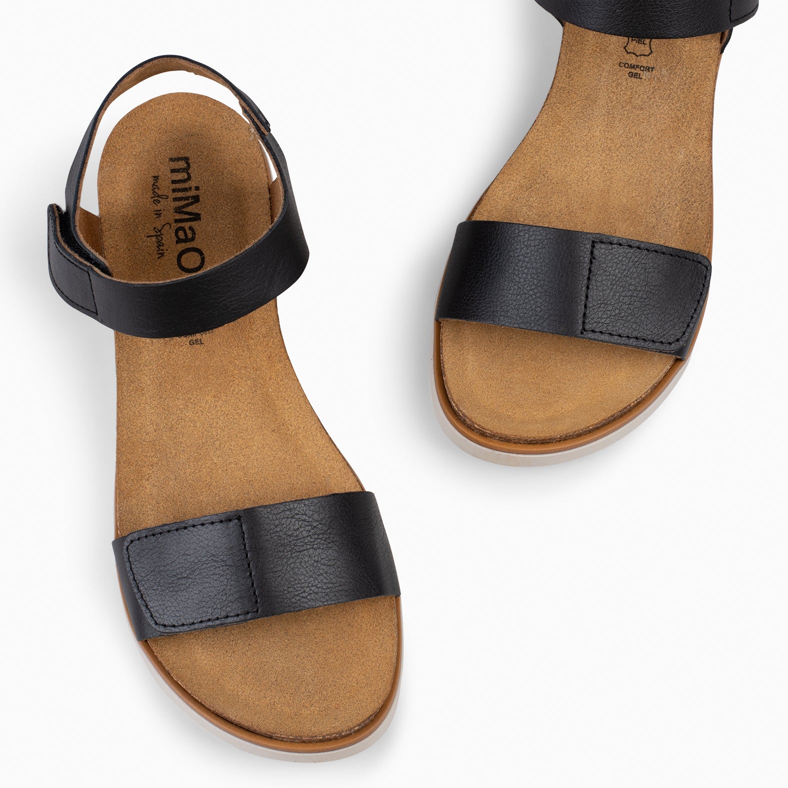 ARALIA - Sandalias planas con tiras de velcro NEGRO
