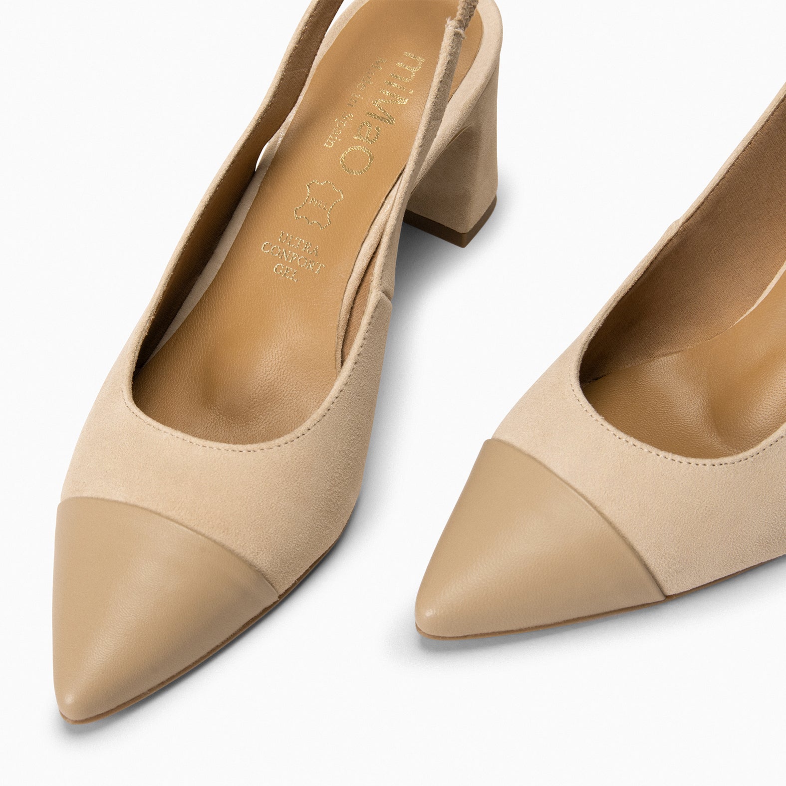 DIANA - Zapato con puntera afilada bicolor BEIGE