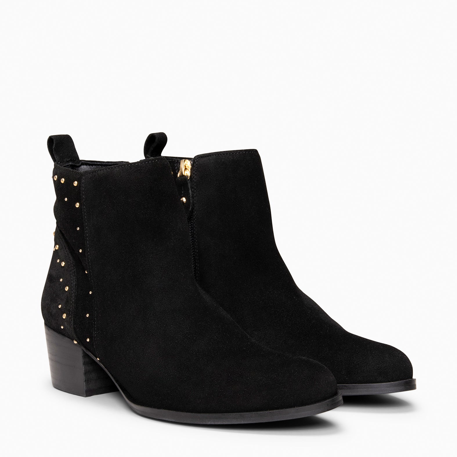 DUSTY – Botines de serraje con tachas NEGRO