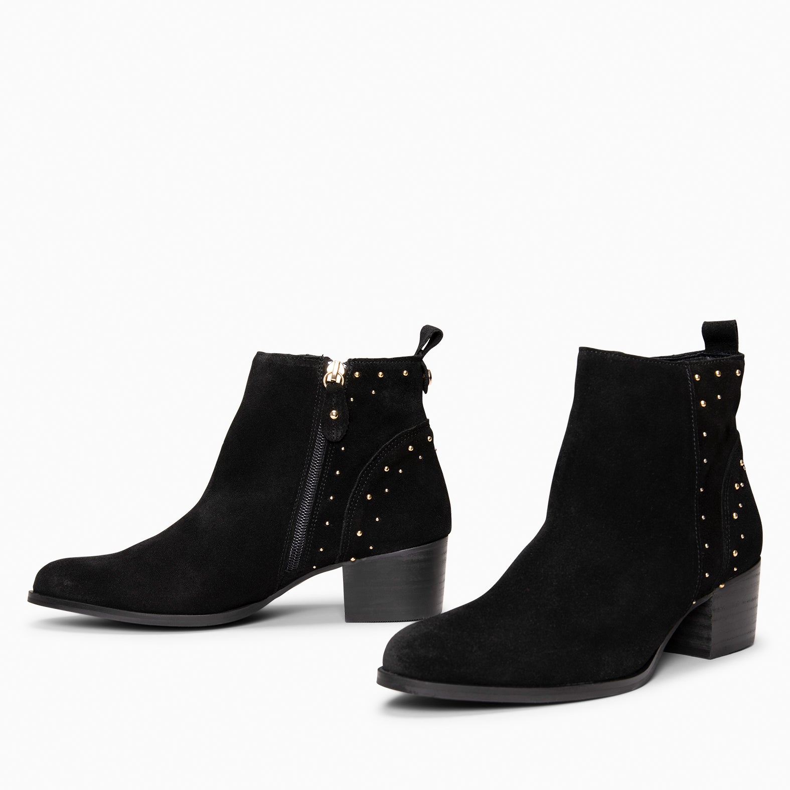 DUSTY – Botines de serraje con tachas NEGRO