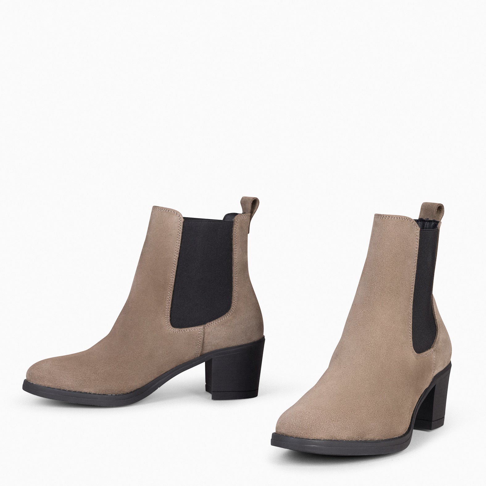 NEW CHELSEA - Botines de caña alta con tacón para mujer TAUPE