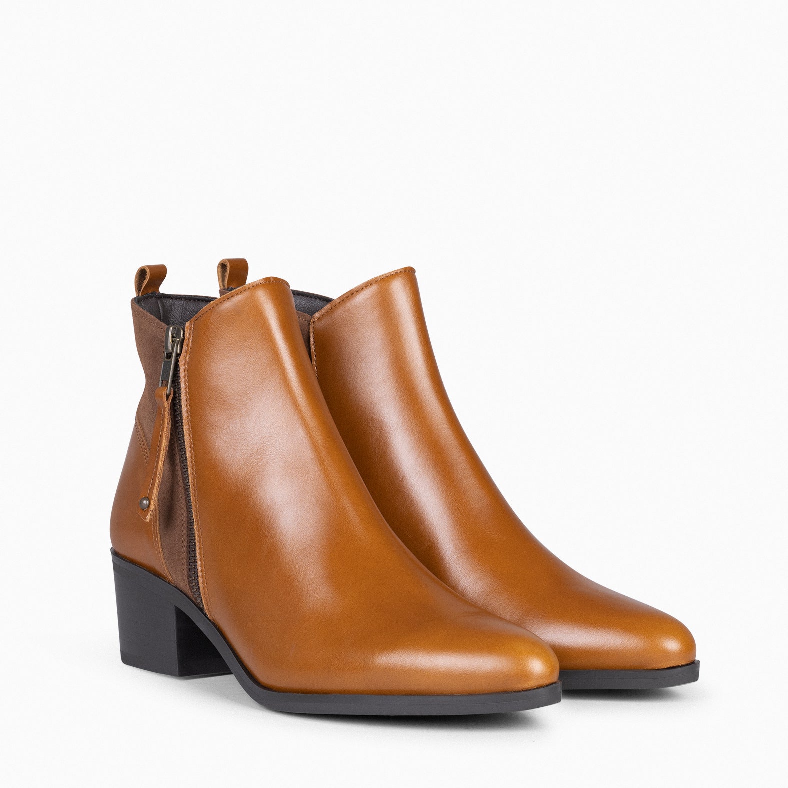 REBECCA - Botines con Tacón para Mujer Camel