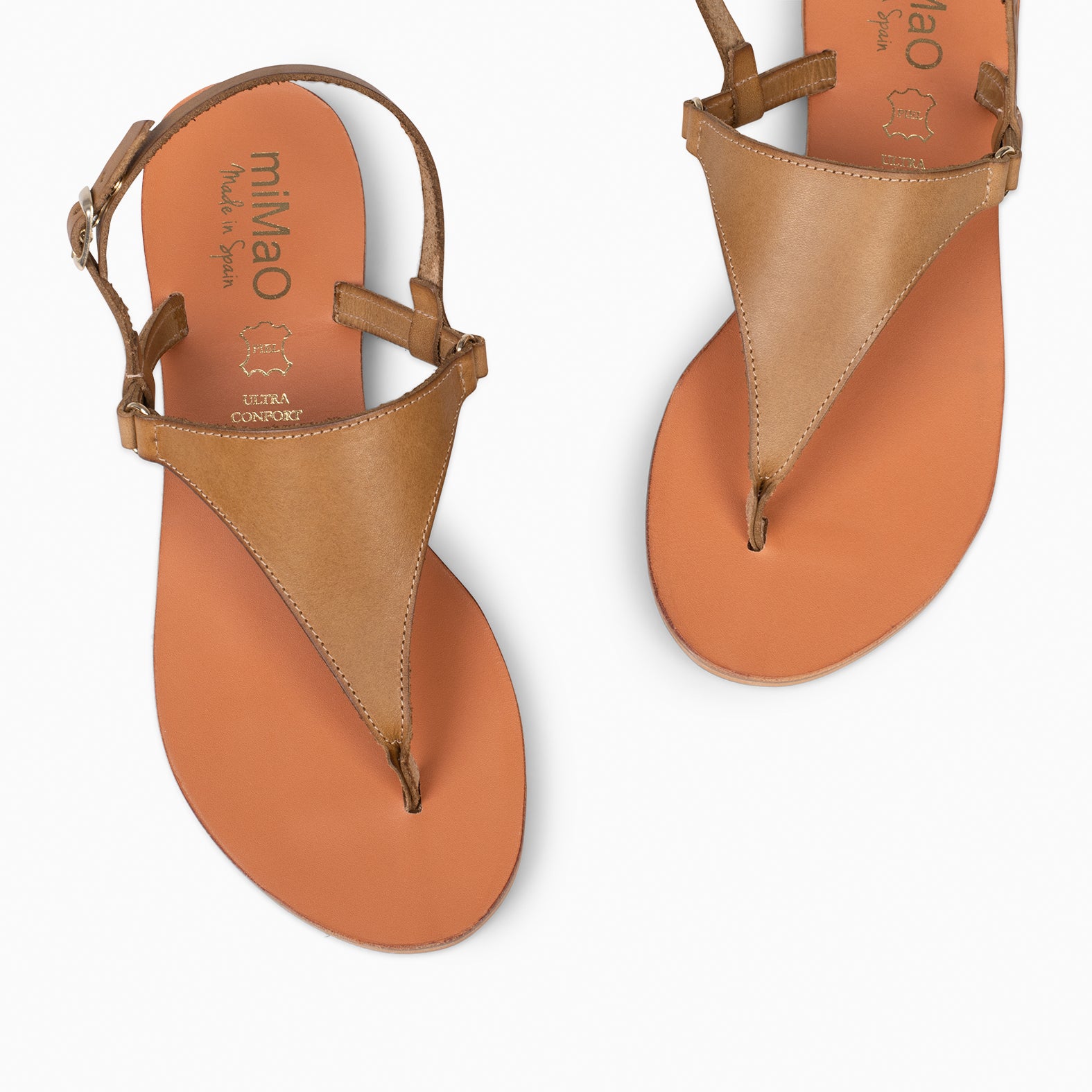 GAZANIA - Sandalias de dedo para mujer CAMEL con hebilla