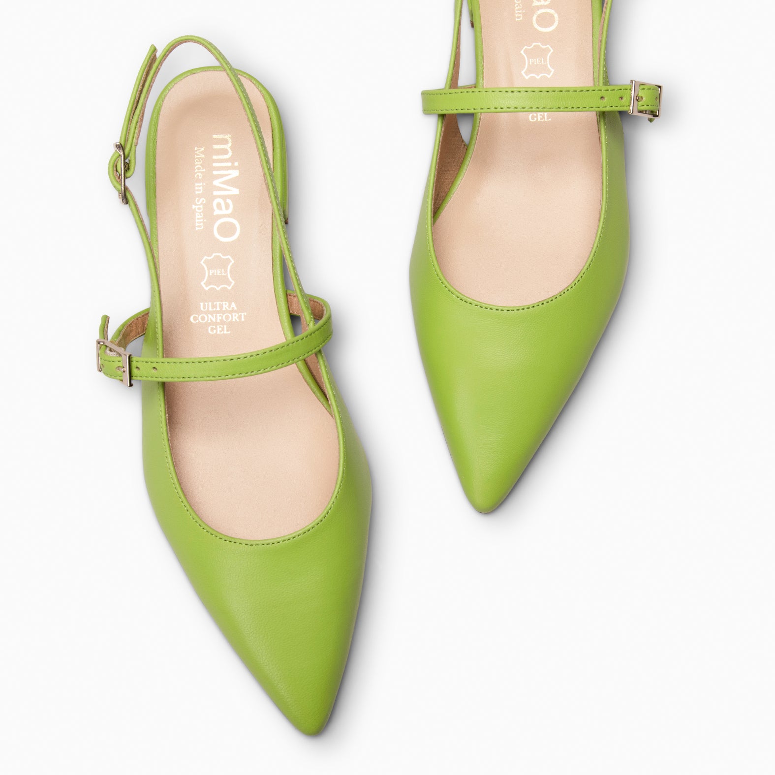 EVA - ZAPATOS ELEGANTES DESTALONADOS VERDE PISTACHO