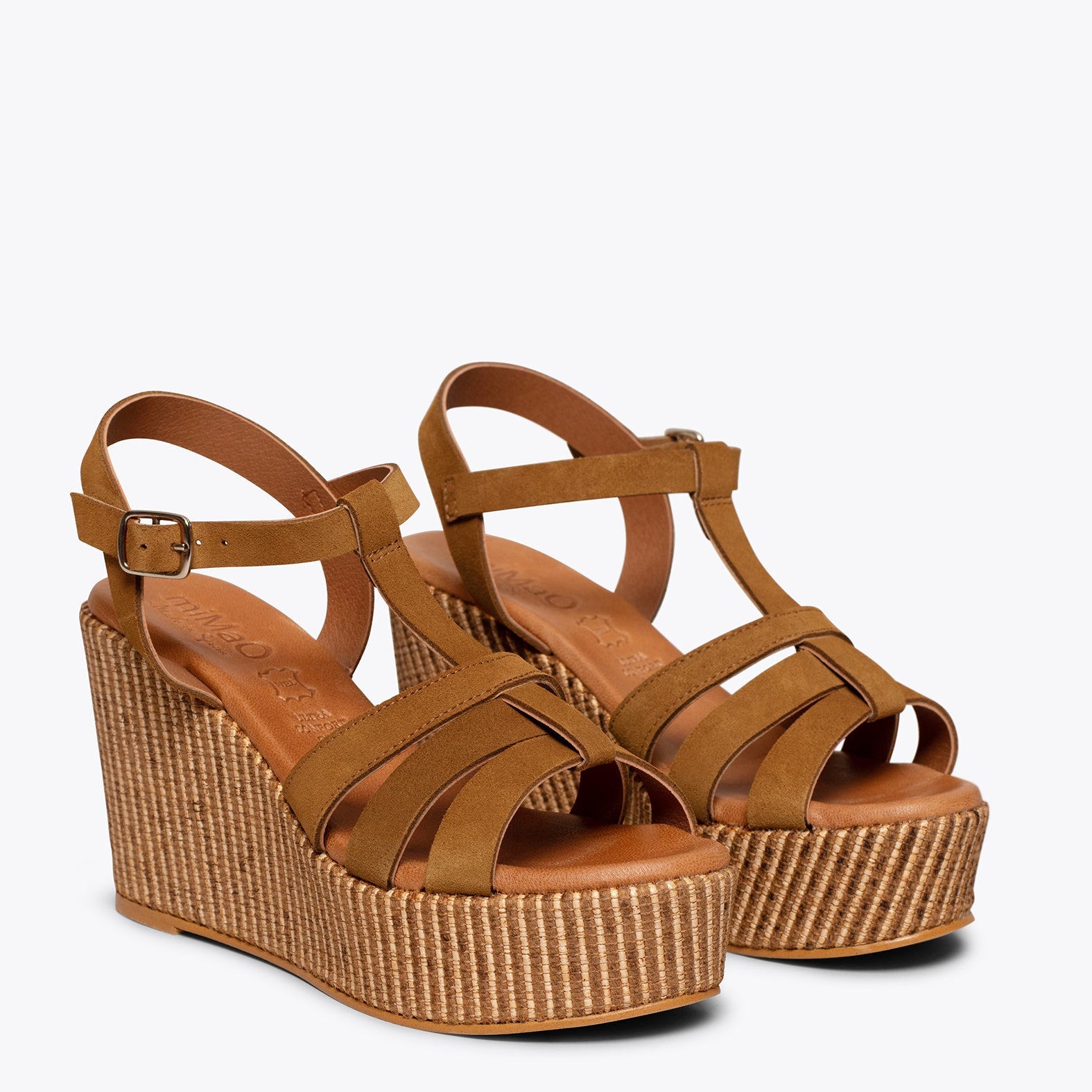 ÁMBAR - Cuñas CAMEL con plataforma de rafia