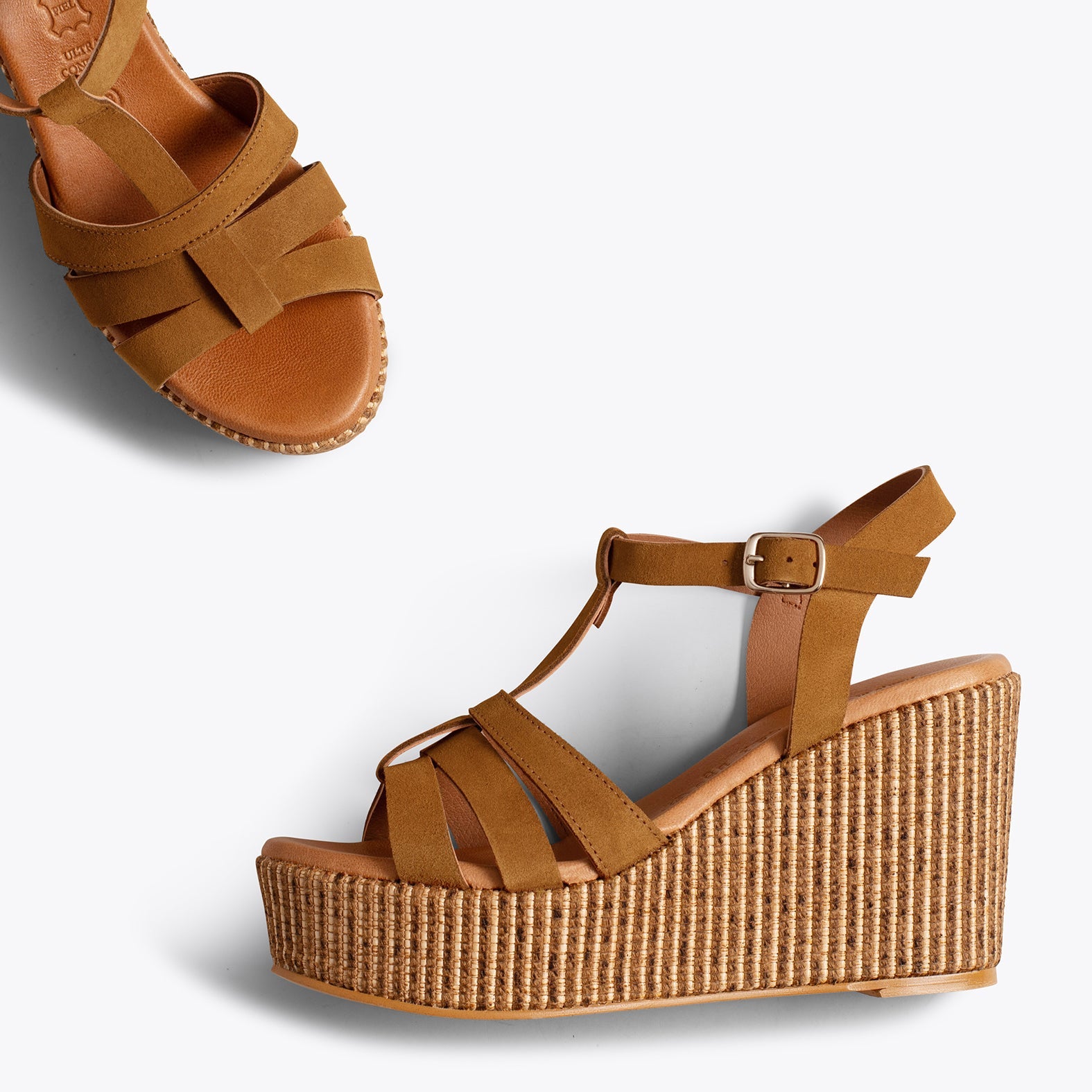 ÁMBAR - Cuñas CAMEL con plataforma de rafia