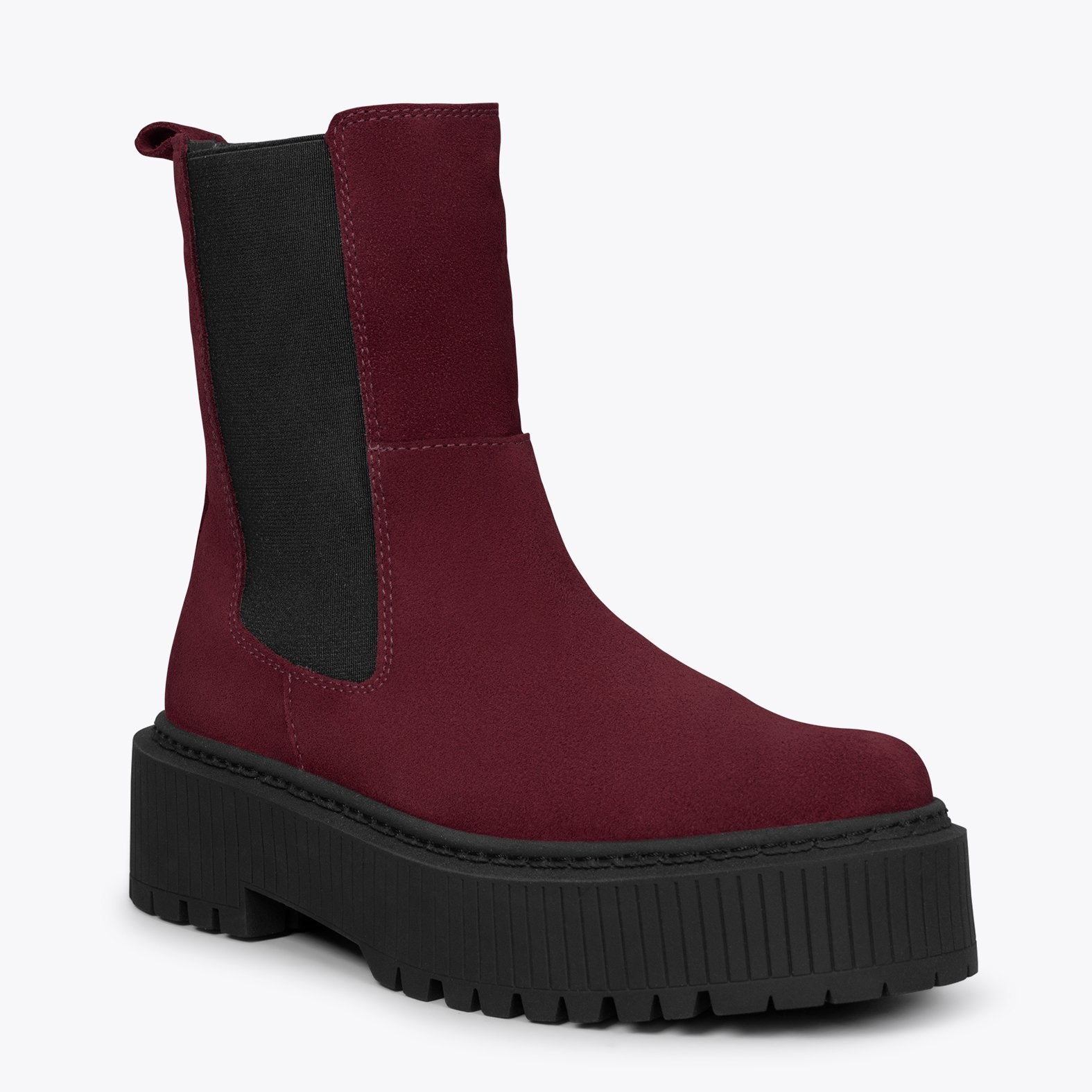 GLASGOW - Botines track de piel BURDEOS