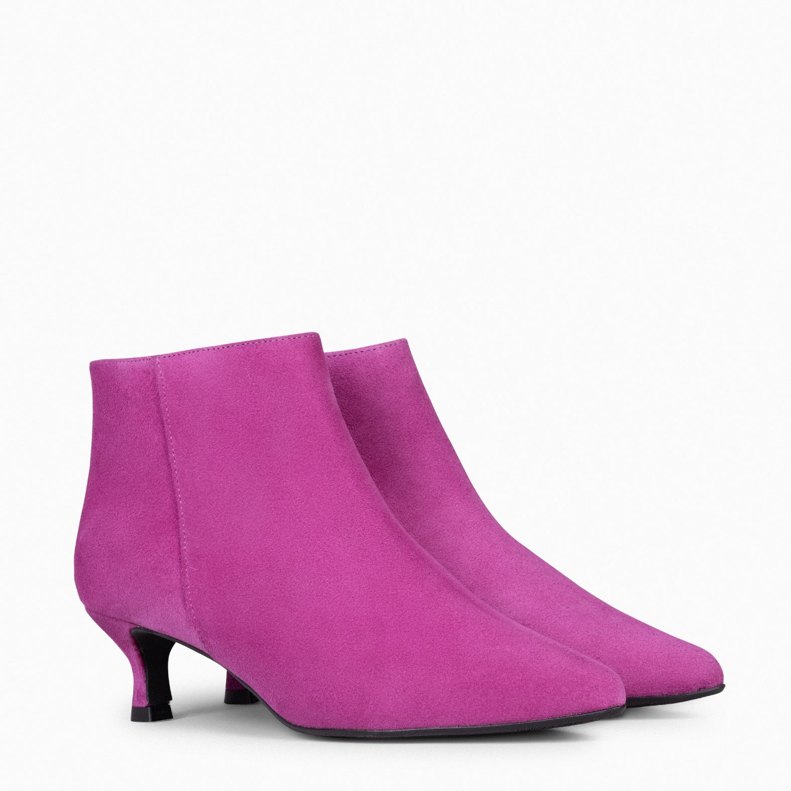 ROYAL - Botines tacón bajo FUCSIA serraje