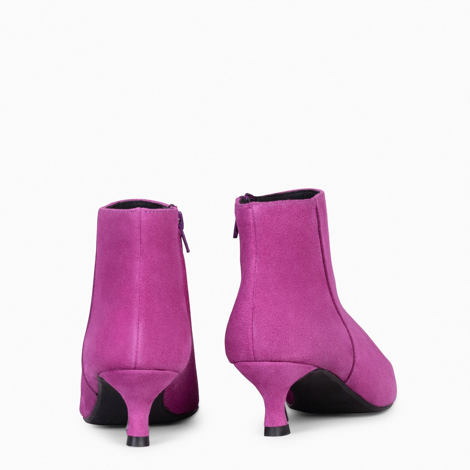 ROYAL - Botines tacón bajo FUCSIA serraje