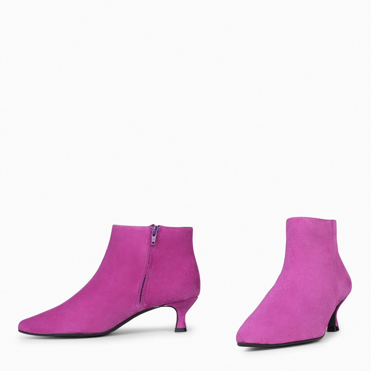 ROYAL - Botines tacón bajo FUCSIA serraje