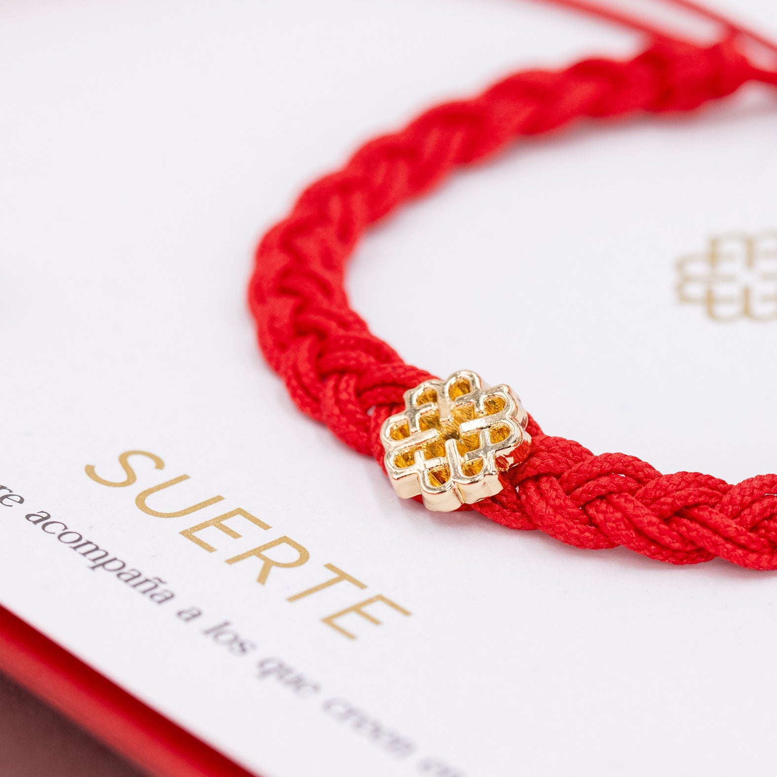 PULSERA ROJA DE LA SUERTE ORO