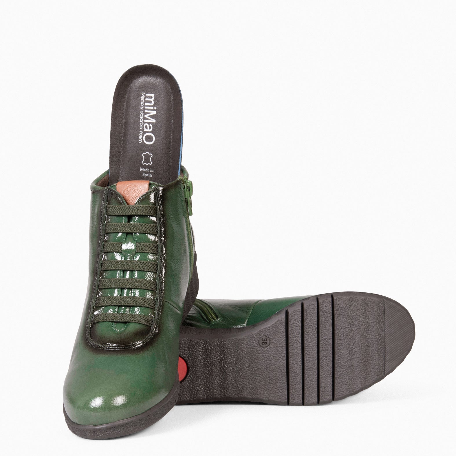 FLEXY - Zapatillas Abotinadas de charol VERDE
