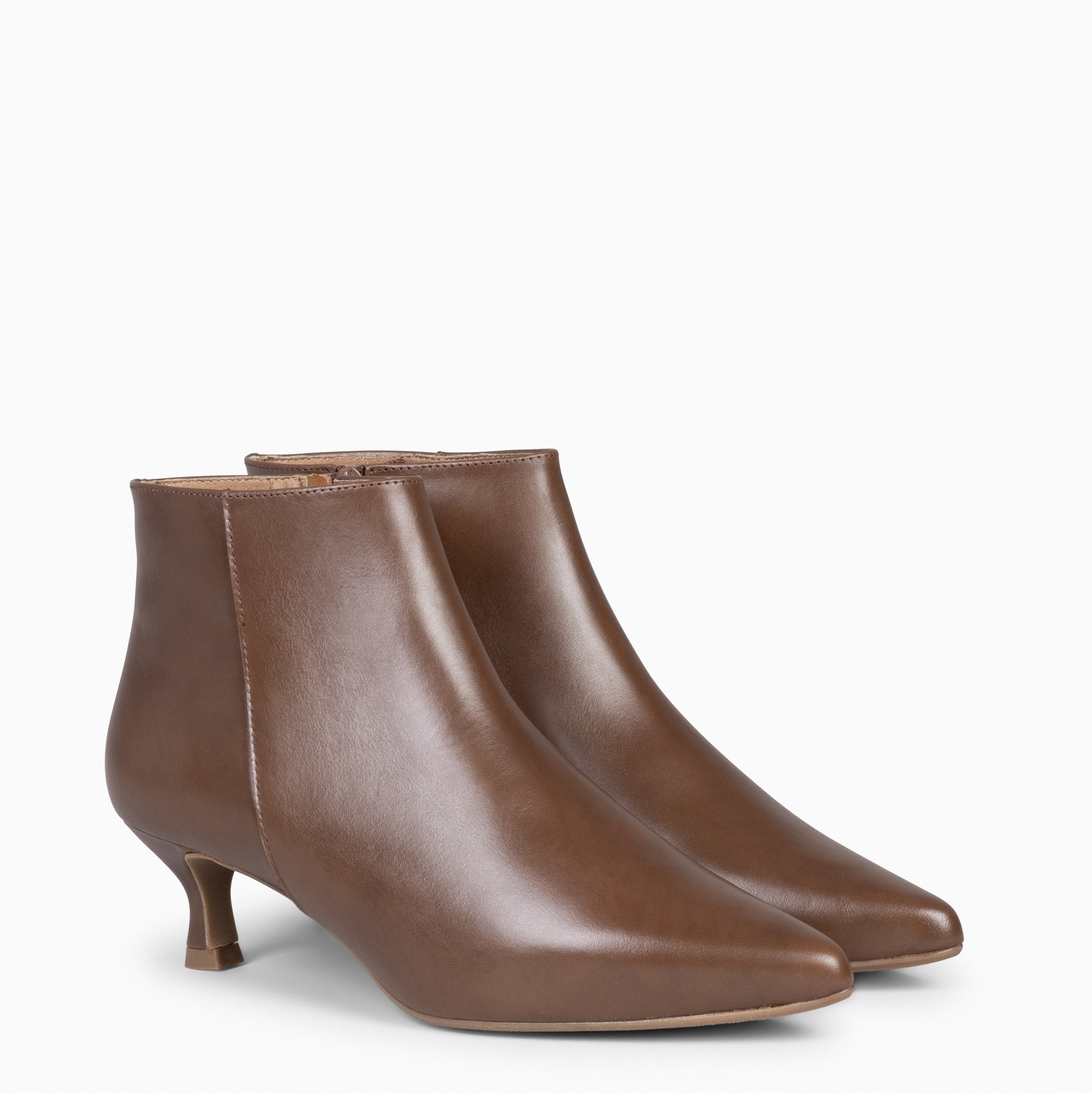 ROYAL - Botines tacón bajo TAUPE napa