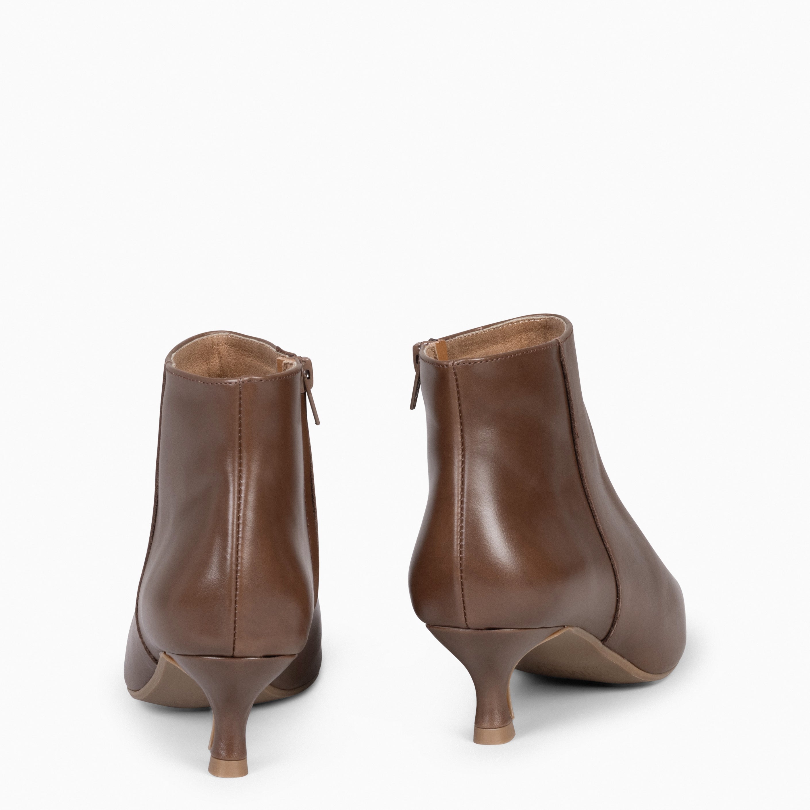 ROYAL - Botines tacón bajo TAUPE napa
