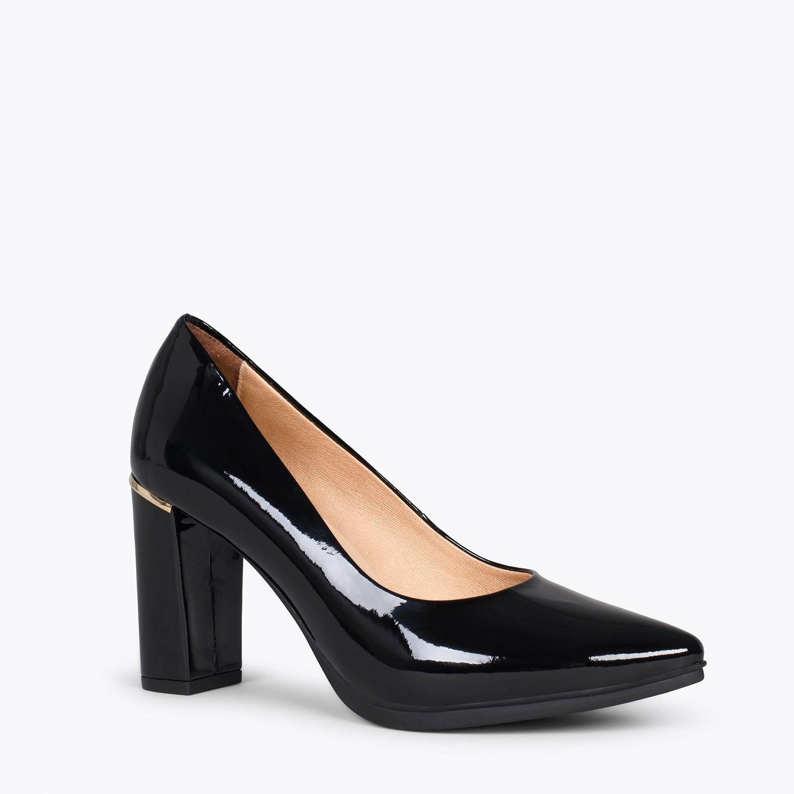 URBAN CHAROL - Zapatos de tacón de charol con adorno metálico NEGRO
