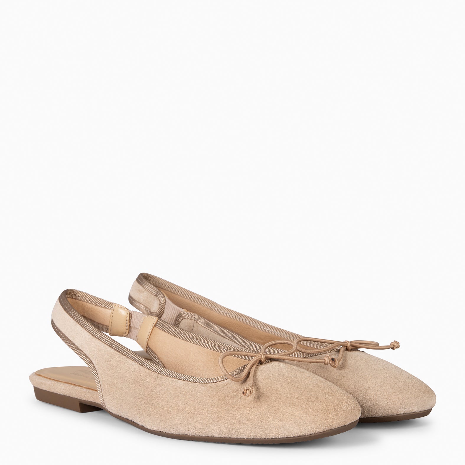 LUNA - BAILARINA DESTALONADA PLANA CON LAZO BEIGE