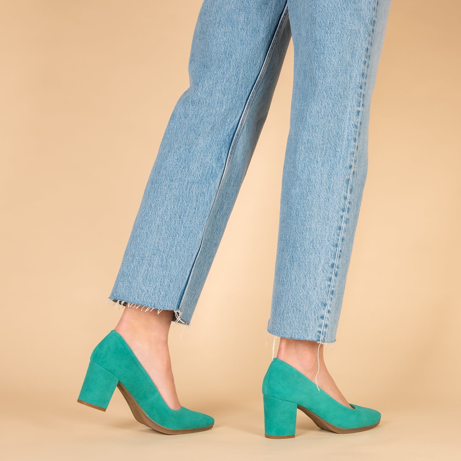 URBAN S - Zapatos de tacón medio de ante TURQUESA
