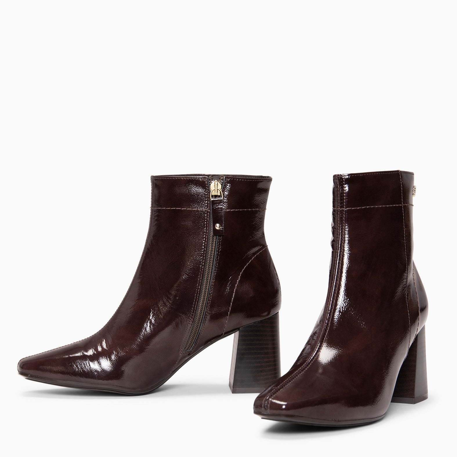 LIPPA - Botines de tacón alto de charol MARRON