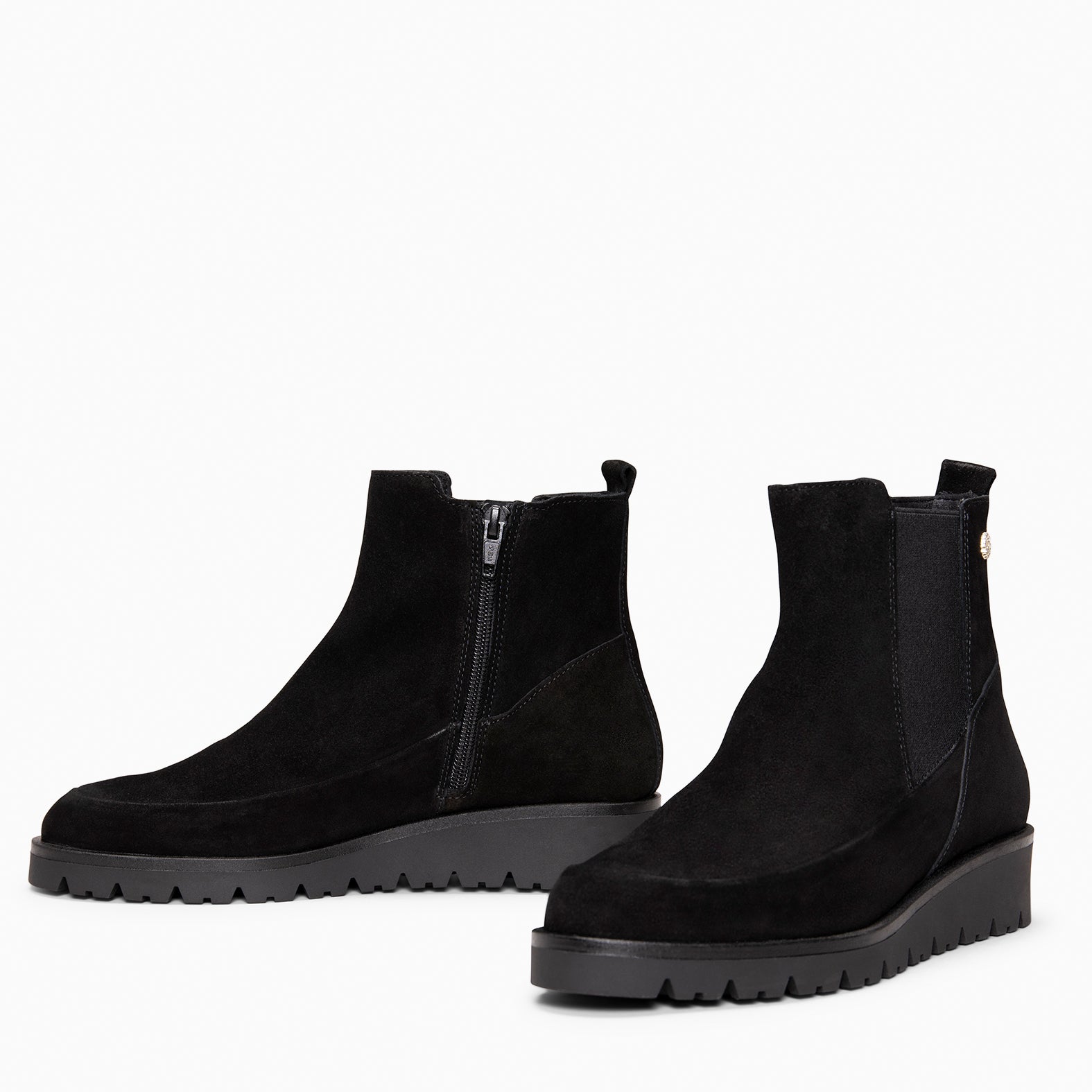 BRISTOL - Botines de ante con cuña NEGRO
