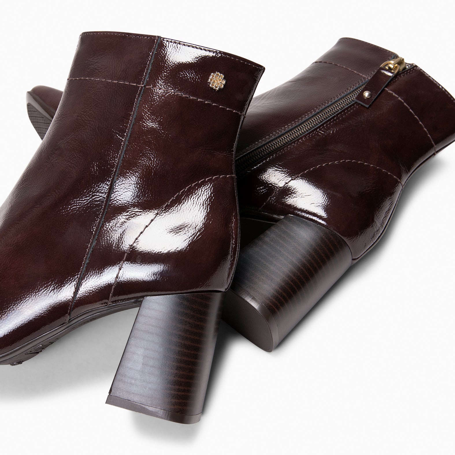 LIPPA - Botines de tacón alto de charol MARRON