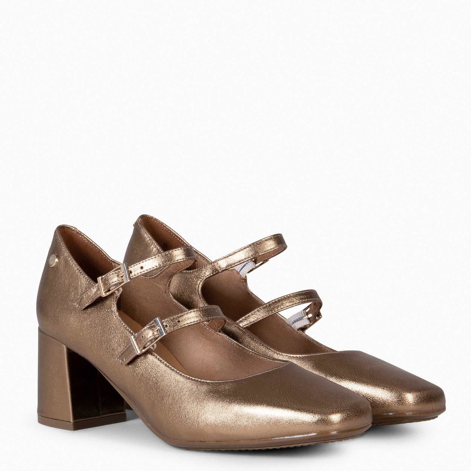 FEBRIS - Zapatos de piel con doble pulsera ORO