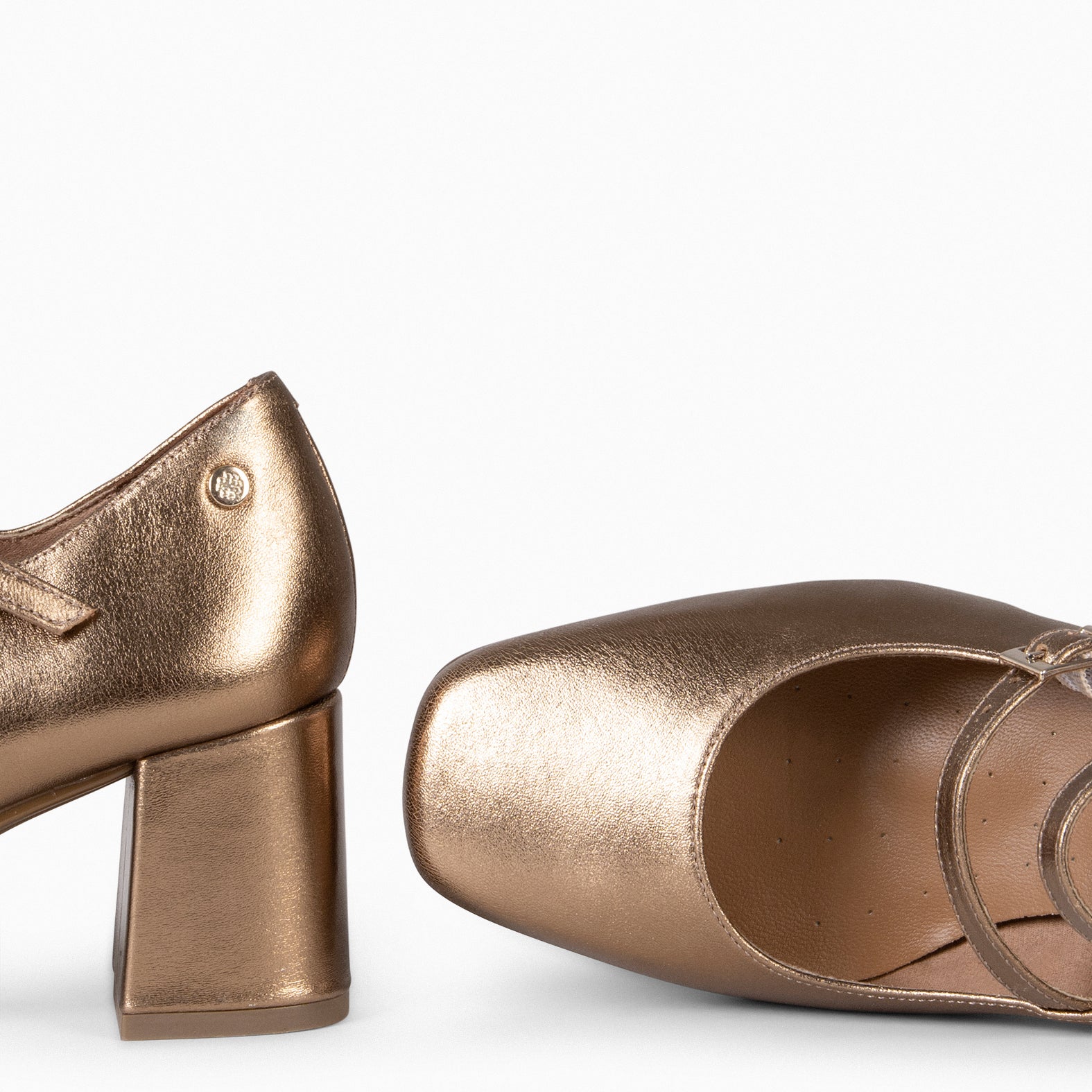 FEBRIS - Zapatos de piel con doble pulsera ORO