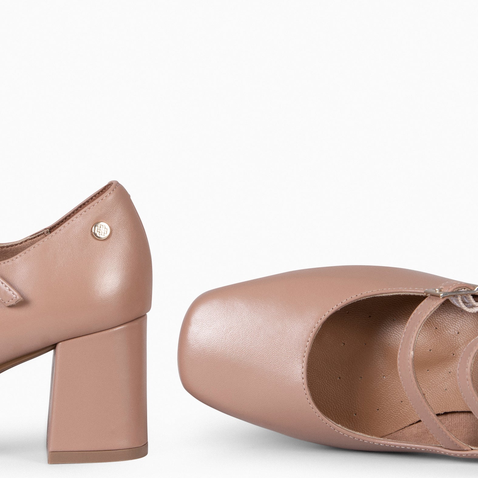 FEBRIS - Zapatos de piel con doble pulsera NUDE