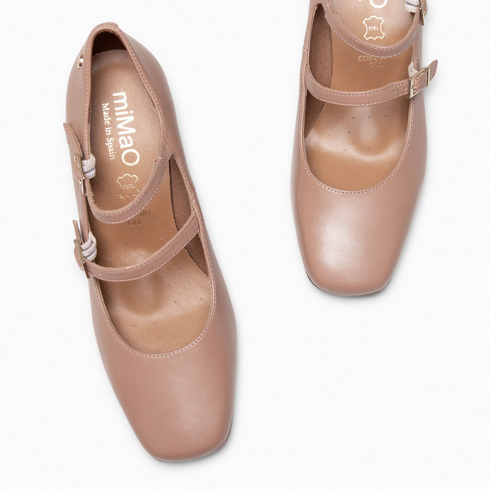 FEBRIS - Zapatos de piel con doble pulsera NUDE