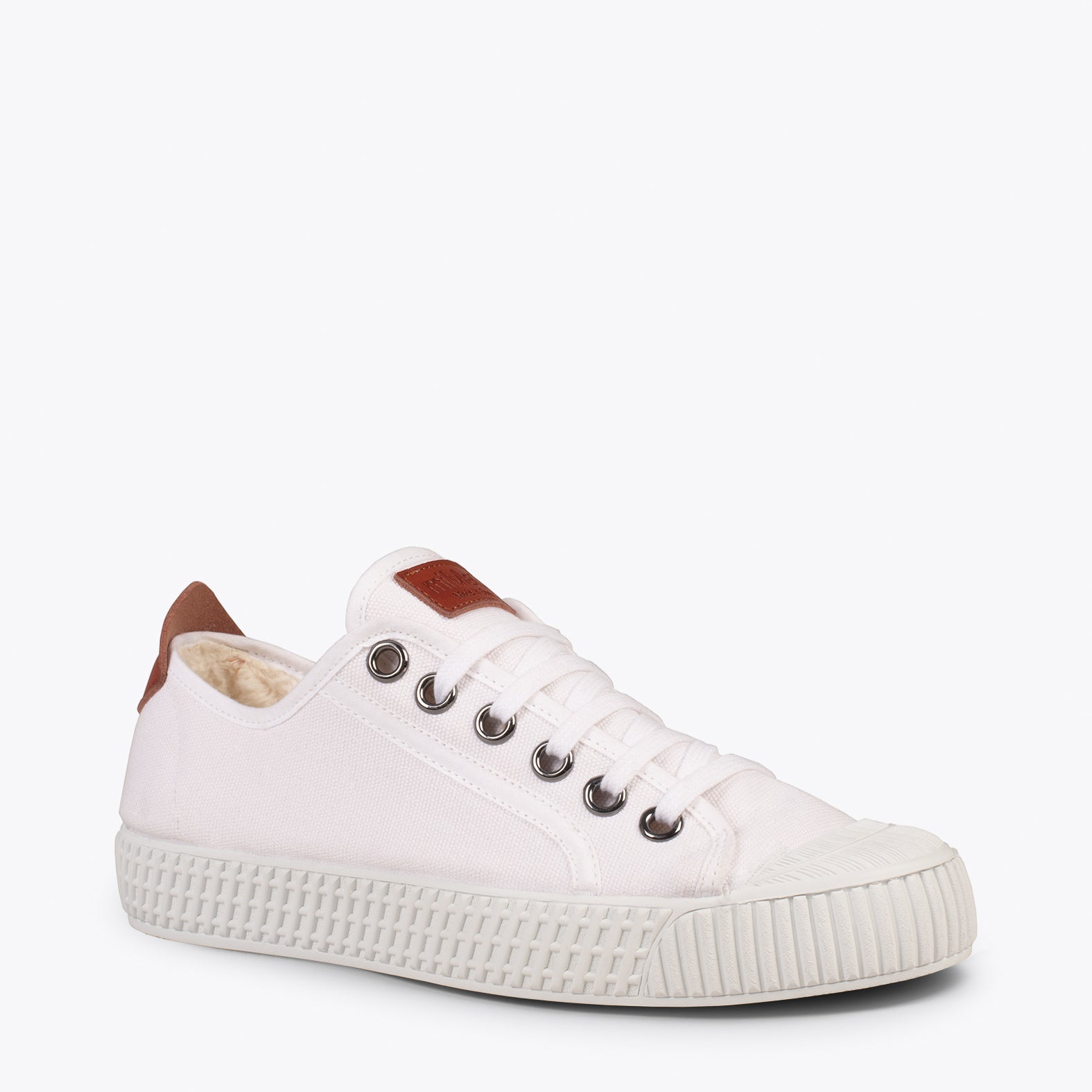 BAMBA - Zapatillas de lona hidrófuga con borreguito BLANCO