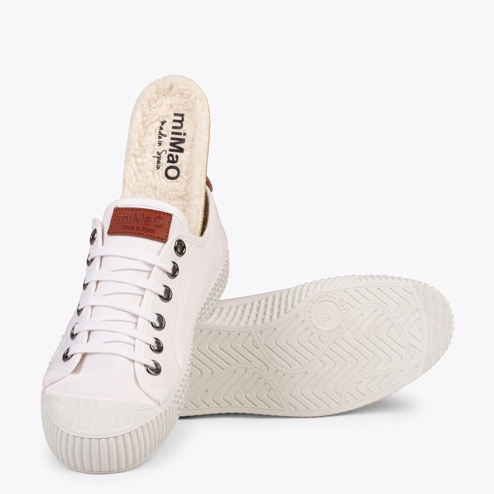BAMBA - Zapatillas de lona hidrófuga con borreguito BLANCO