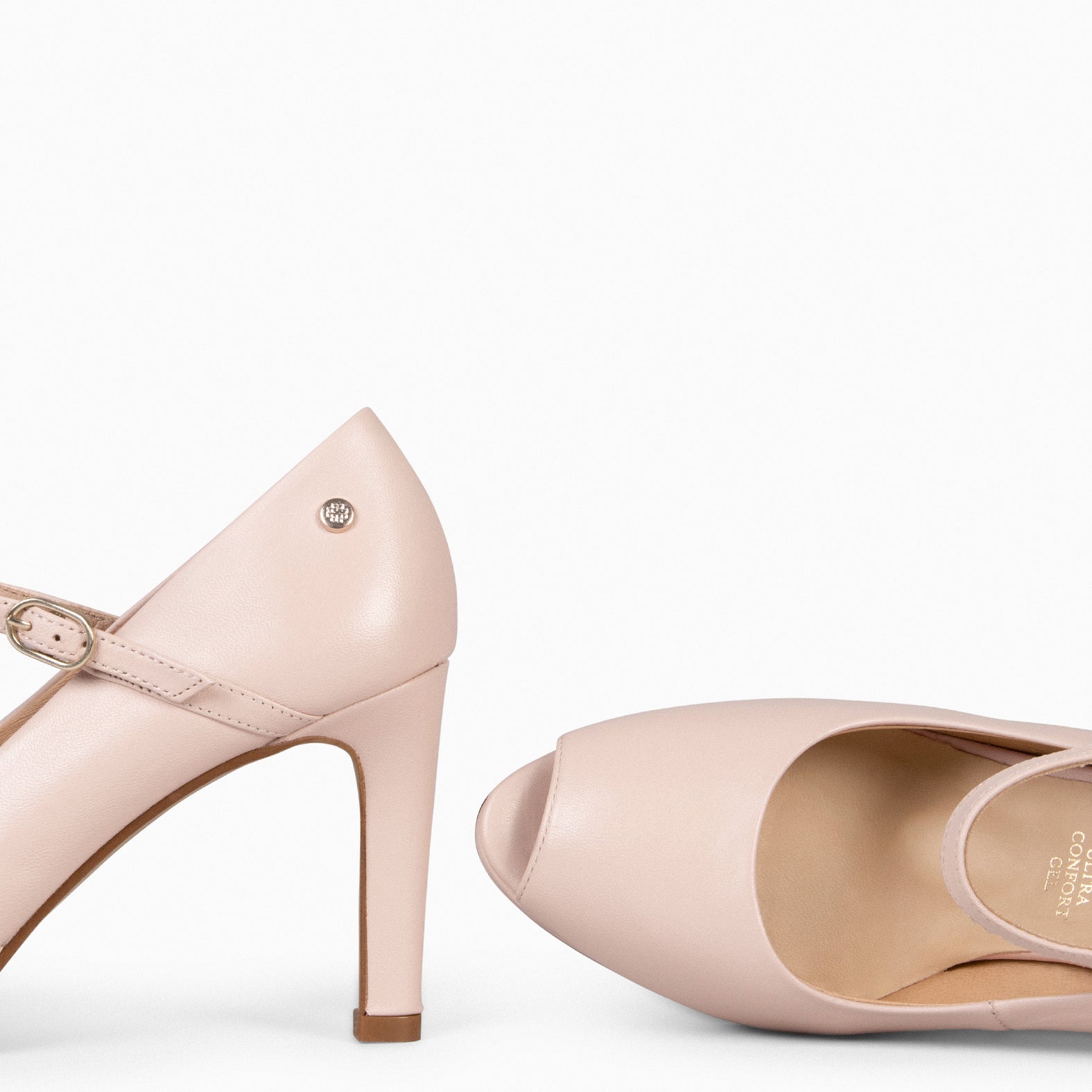 CASSIS - Zapato Peep Toe con correa NUDE