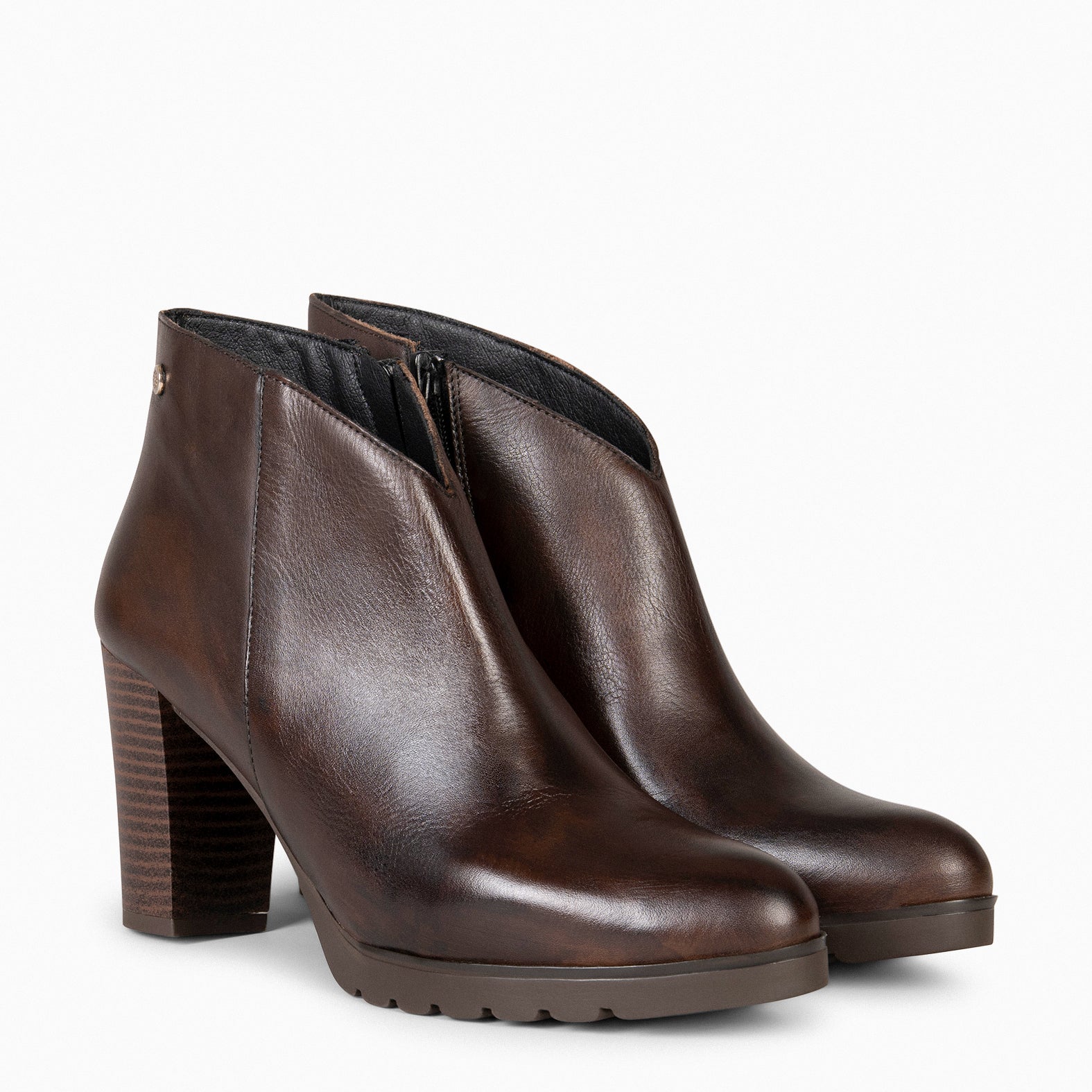 CLASSIC - Botines de mujer con tacón en MARRON