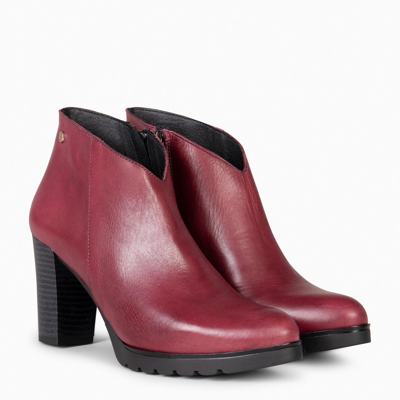 CLASSIC - Botines de mujer con tacón en BURDEOS