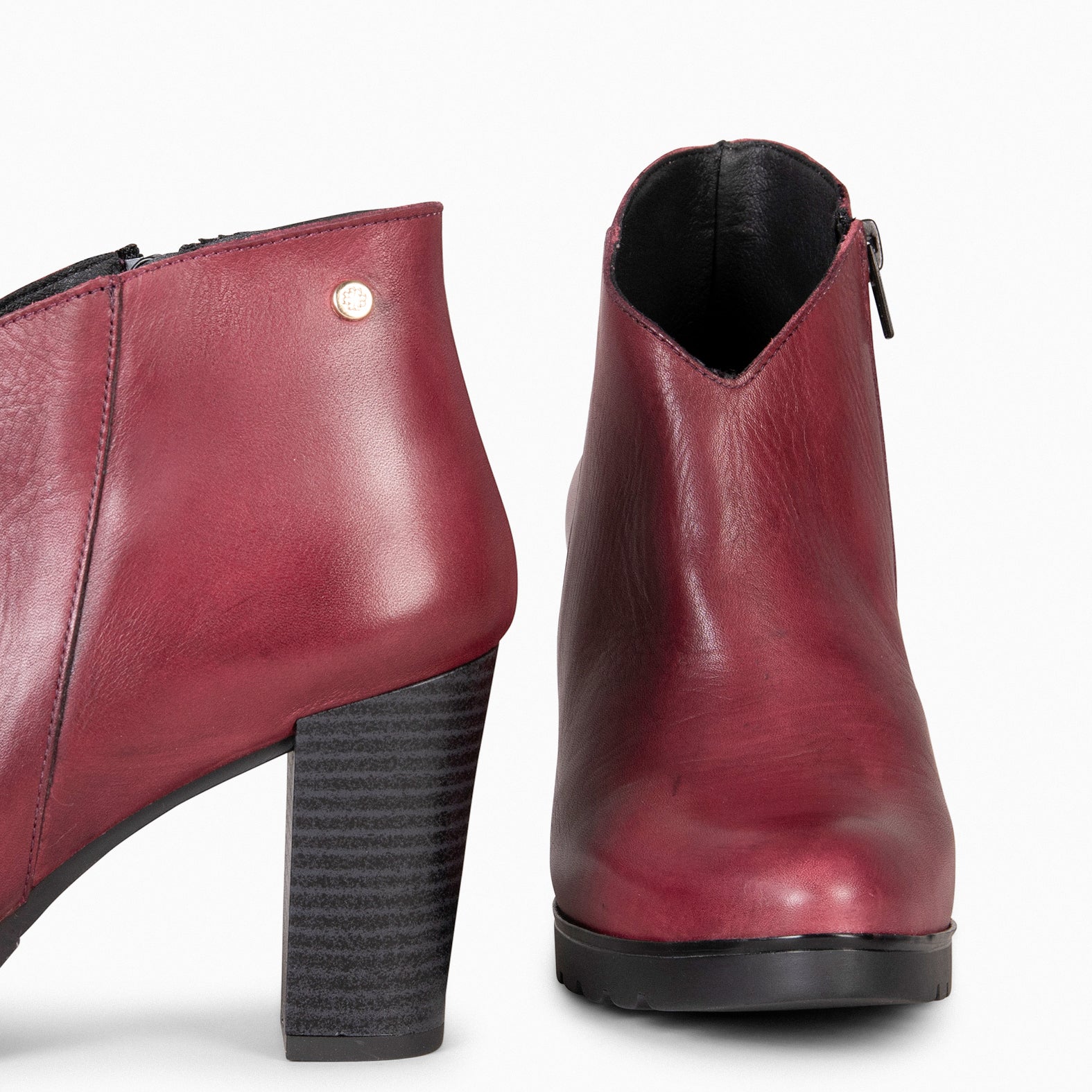 CLASSIC - Botines de mujer con tacón en BURDEOS