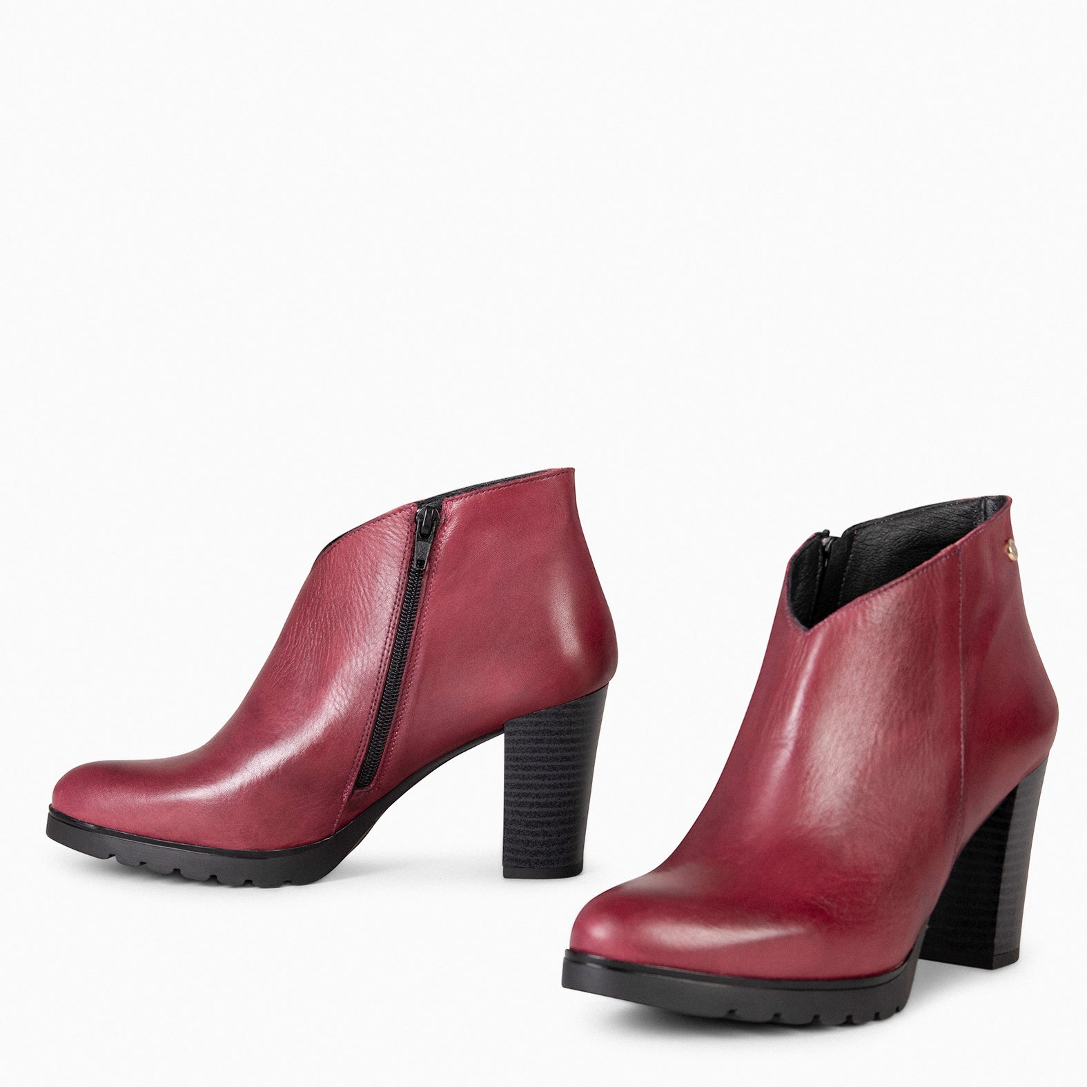 CLASSIC - Botines de mujer con tacón en BURDEOS