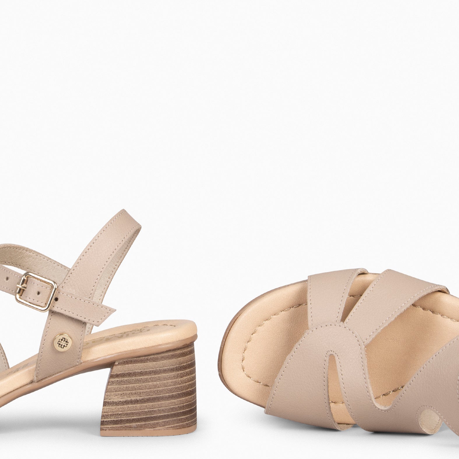 ESTRELLA - Sandalias tacón Ancho BEIGE