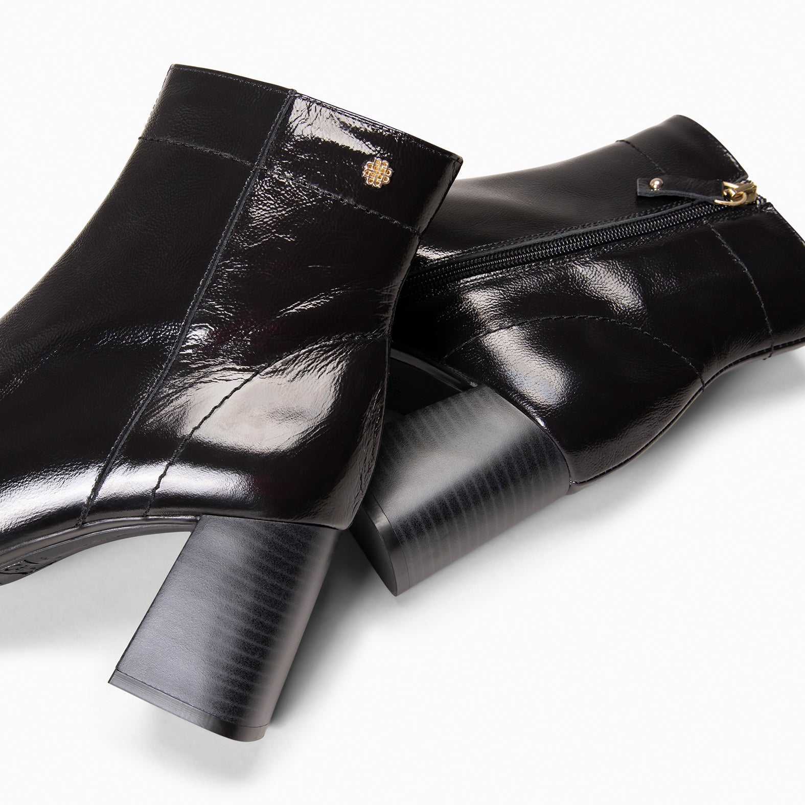LIPPA - Botines de tacón alto de charol NEGRO