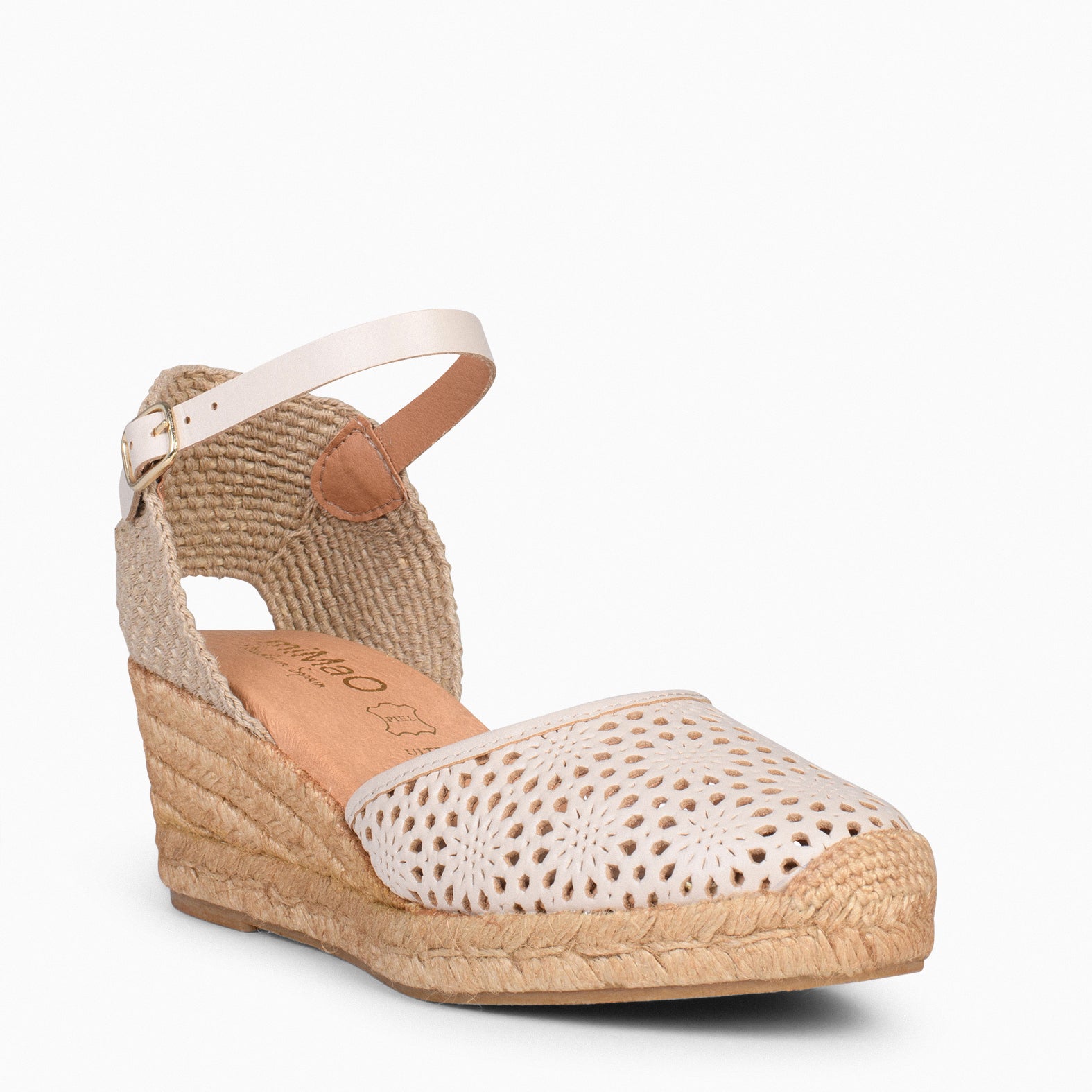 MALDIVAS - Cuñas de Esparto con pala de Napa BEIGE