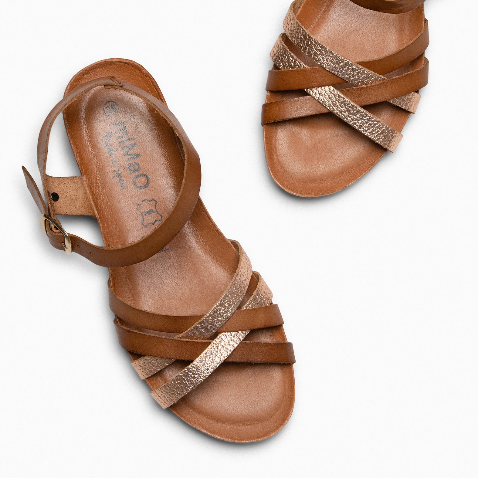 HANAE - Sandalias BIO Multitiras cruzadas MARRÓN