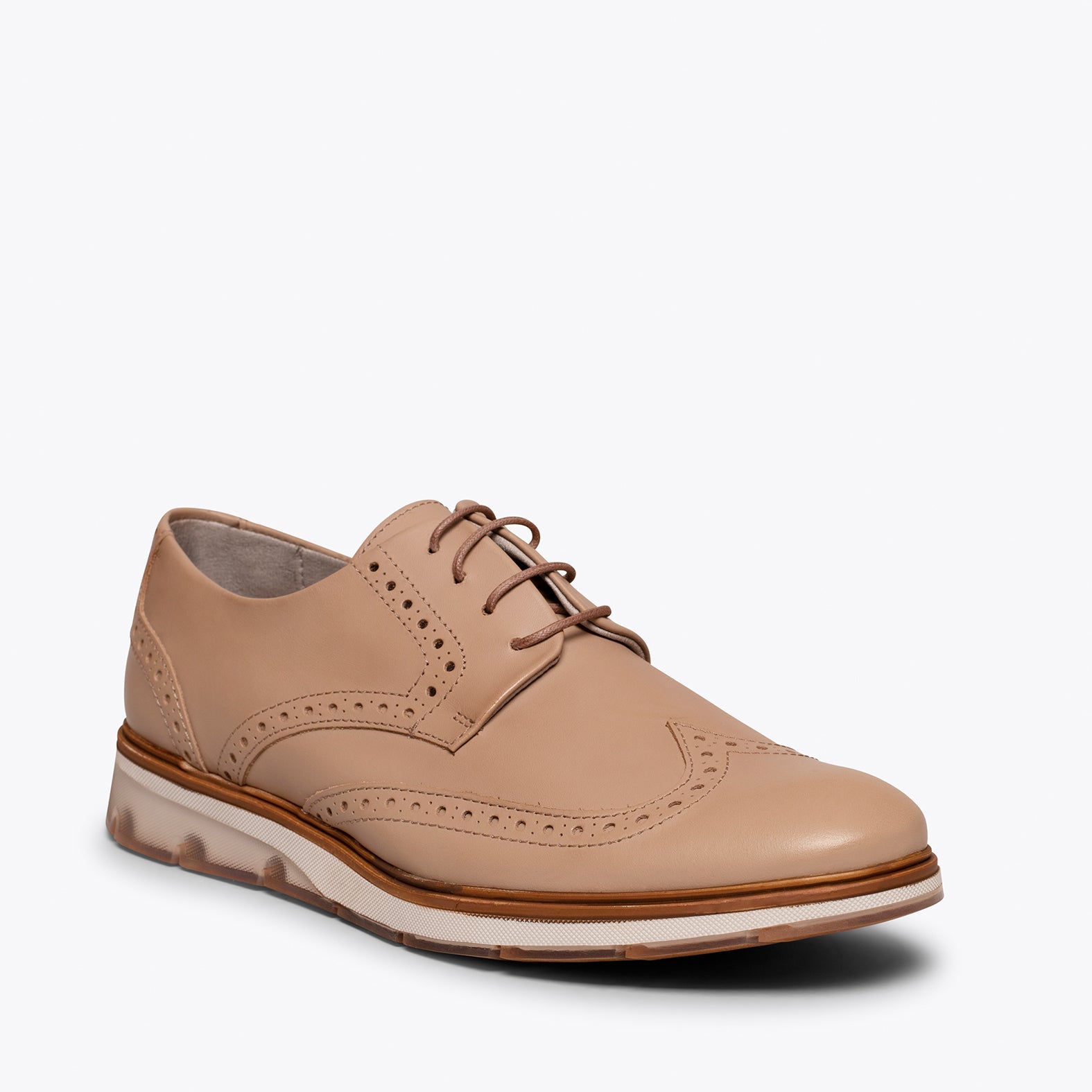 OXFORD Zapatos con cordones de hombre y picado inglés TAUPE