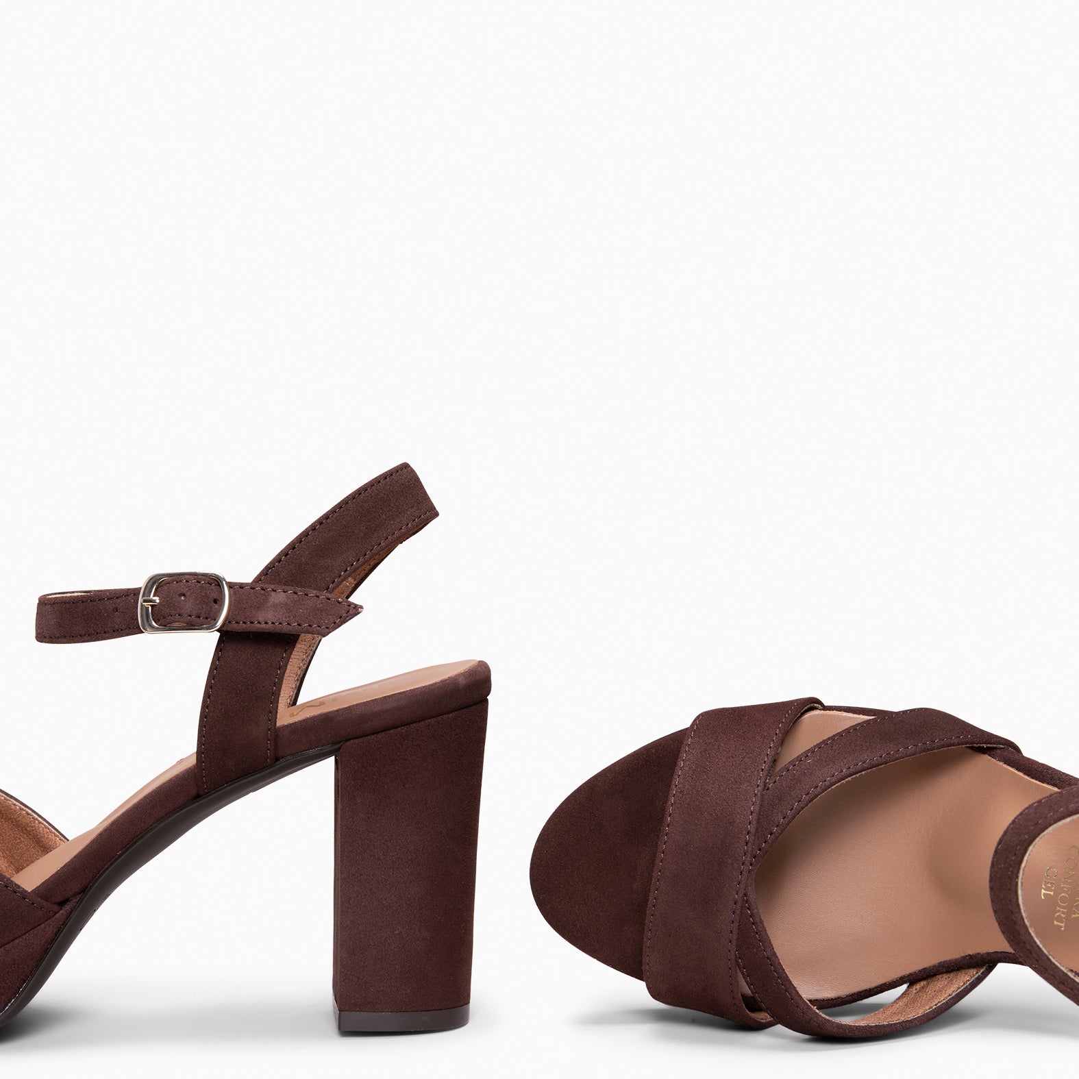 PARIS – Sandalias de fiesta con tacón alto y plataforma MARRON