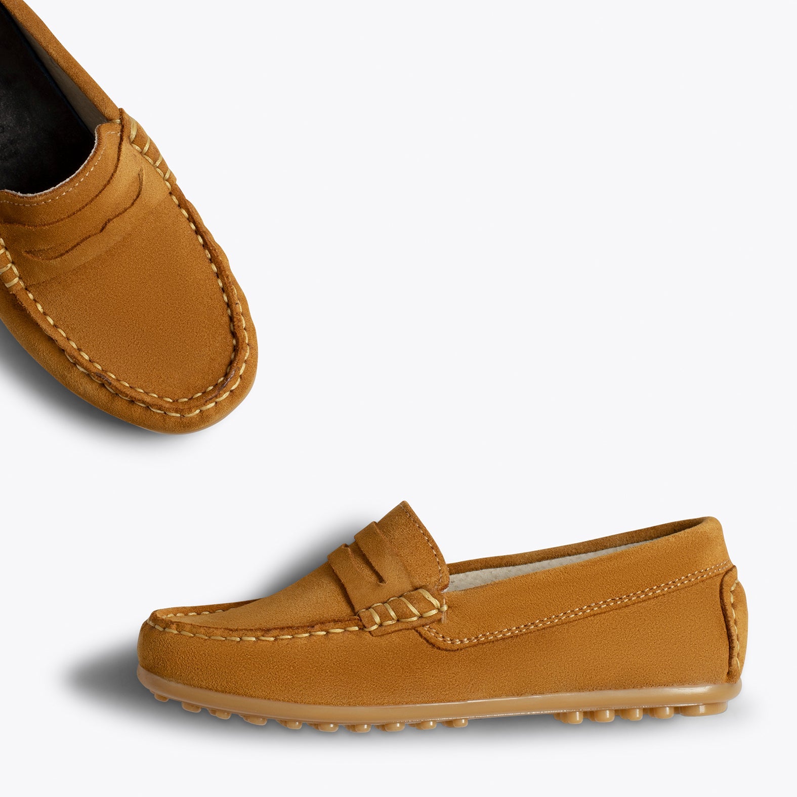 MOCASÍN Mocasines CAMEL para niños de piel