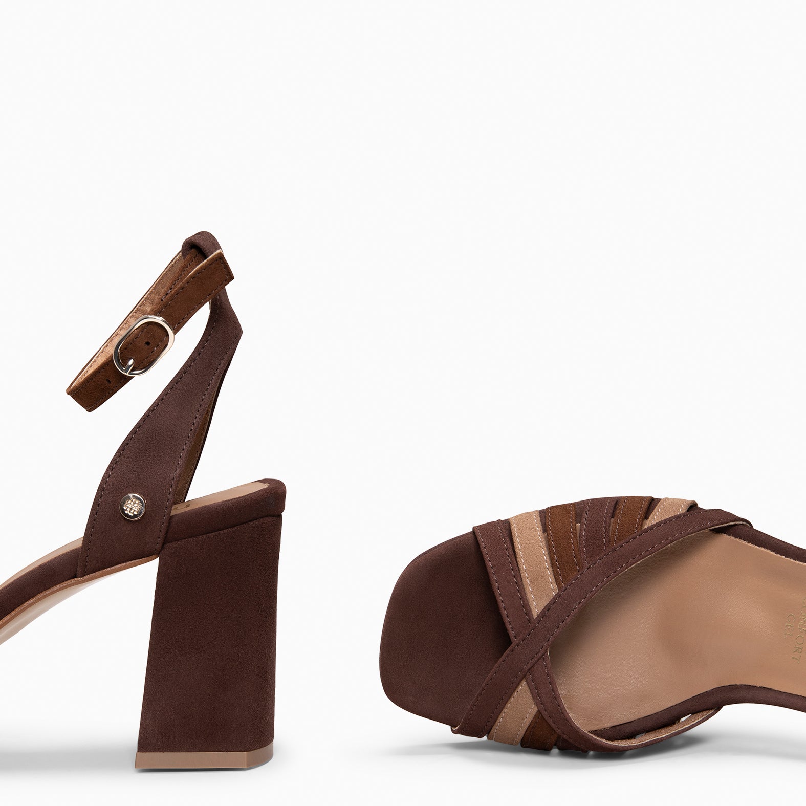 CRISTEL - SANDALIAS ELEGANTES DE TACÓN DE VESTIR MARRON