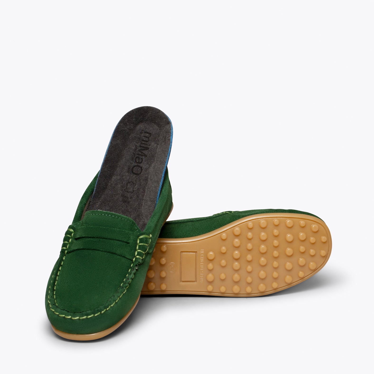 MOCASÍN Mocasines VERDES para niños de piel