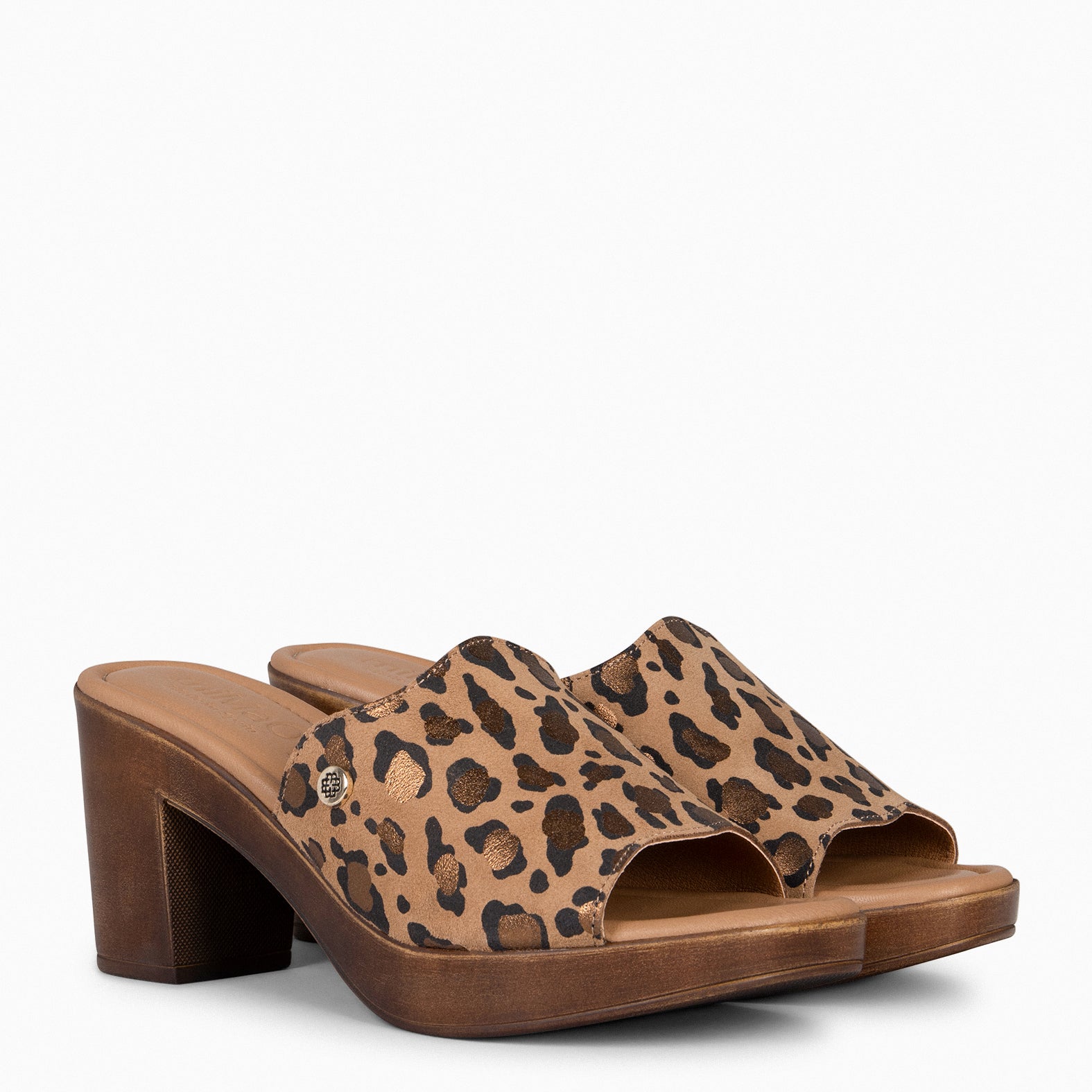 ADELA - Zuecos con tacón LEOPARDO