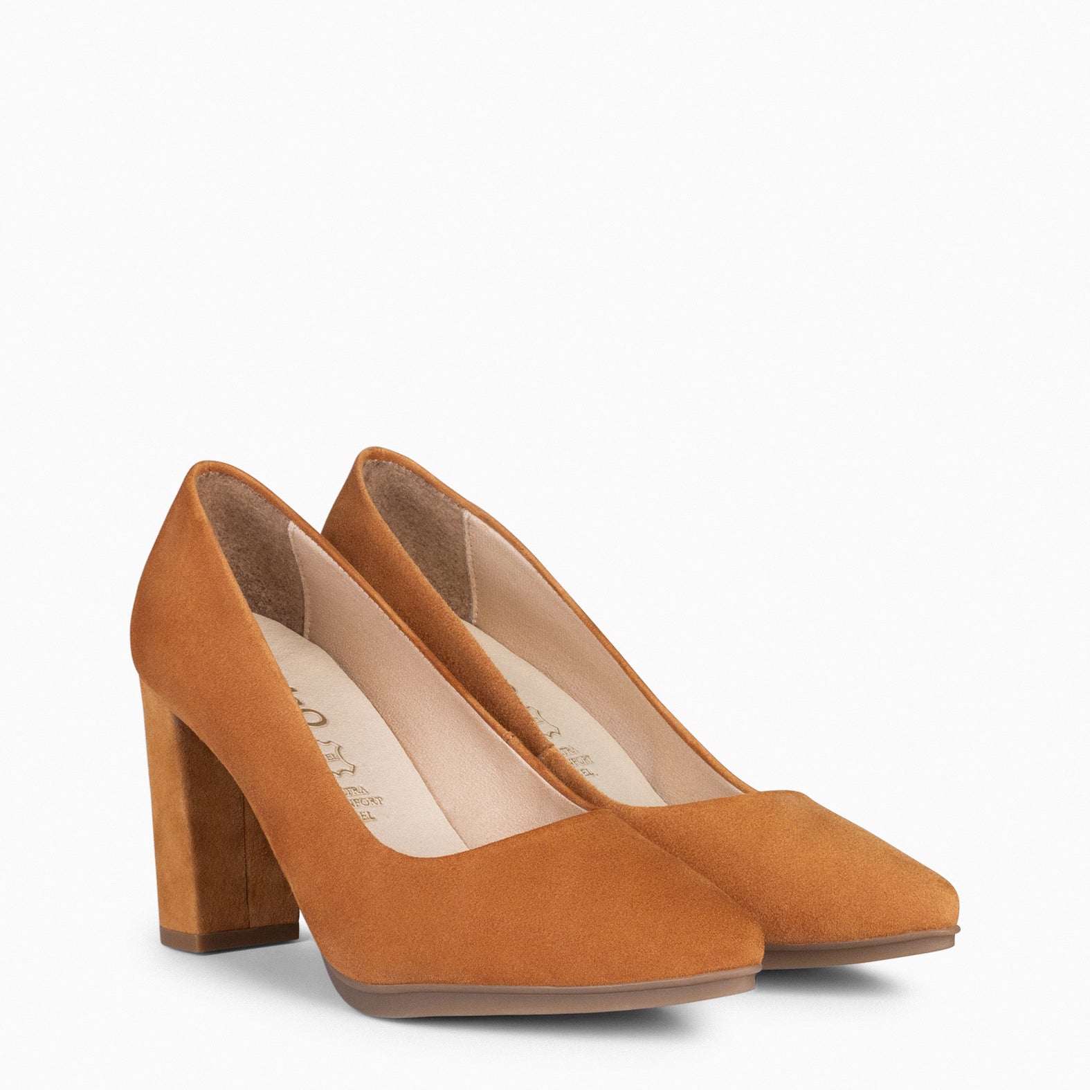 URBAN – Zapatos de tacón alto de ante CAMEL